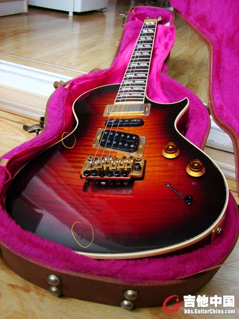 GIBSON Nighthawk standard 3 Pickup Floyd Rose  夜莺 渐变红黑虎皮纹 原装Floyd Ros.jpg