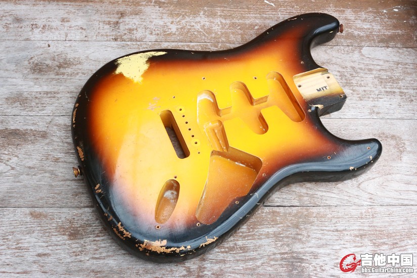 二手美产MJT fender日落渐变色2pc adler琴体relic做旧琴体电吉他