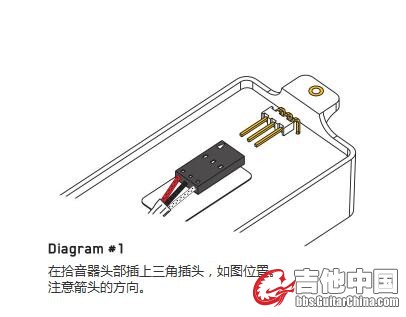 拾音器连接线缆插入拾音器头部