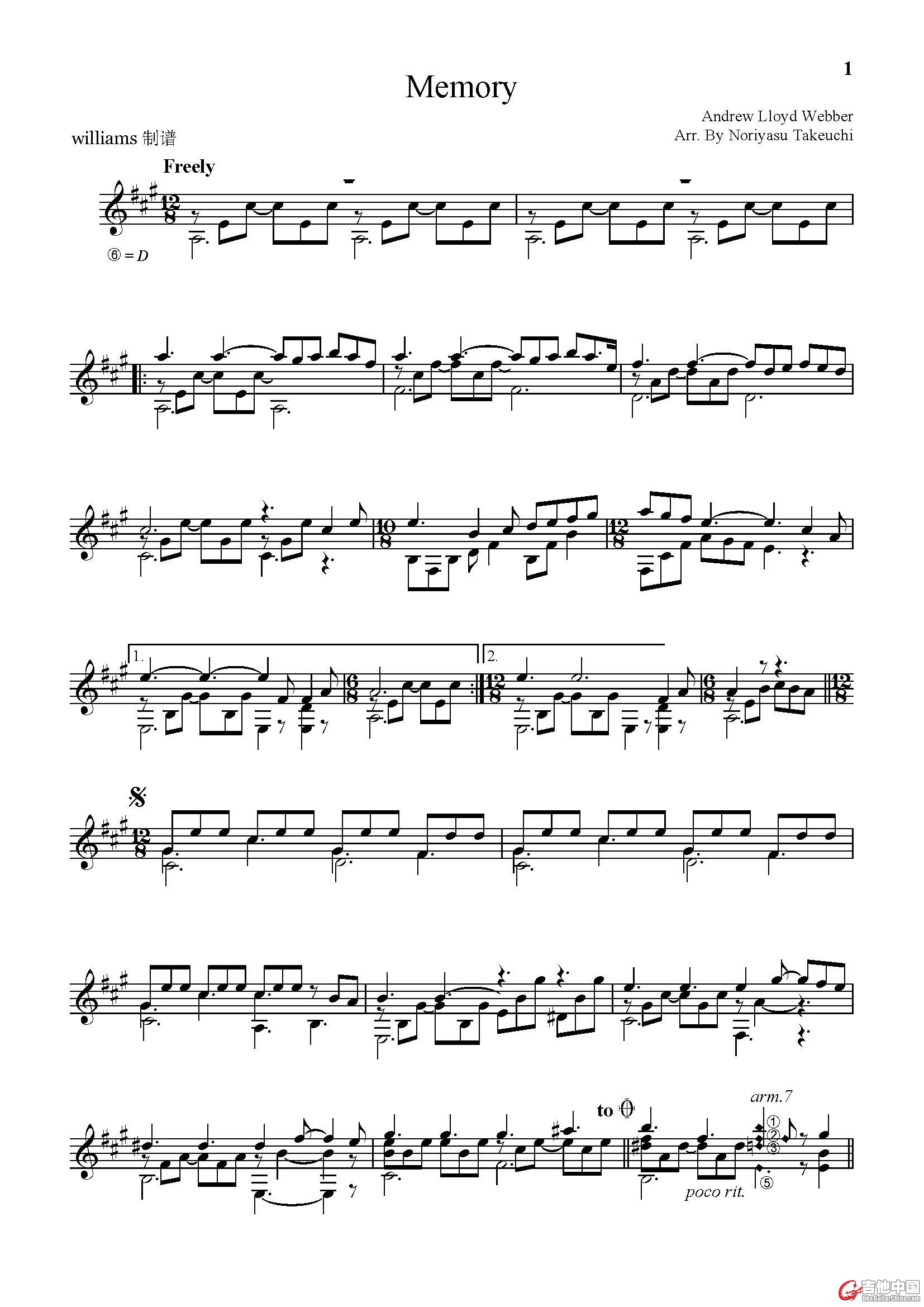 韦伯A. L. Webber【Memory 回忆（音乐剧《猫》主题音乐）】（Arr. by Noriyasu Takeuc.jpg