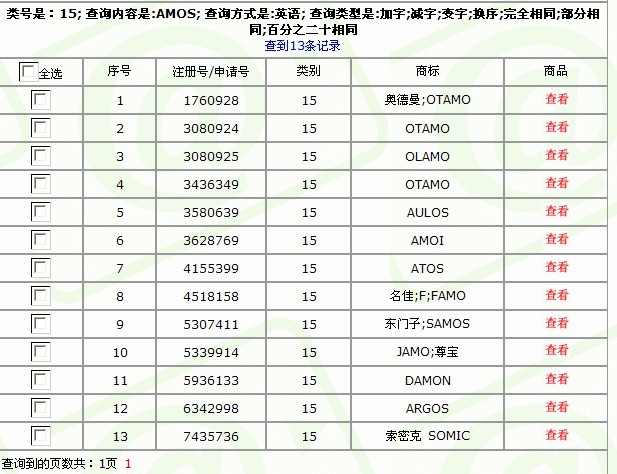 AMOS的查询结果