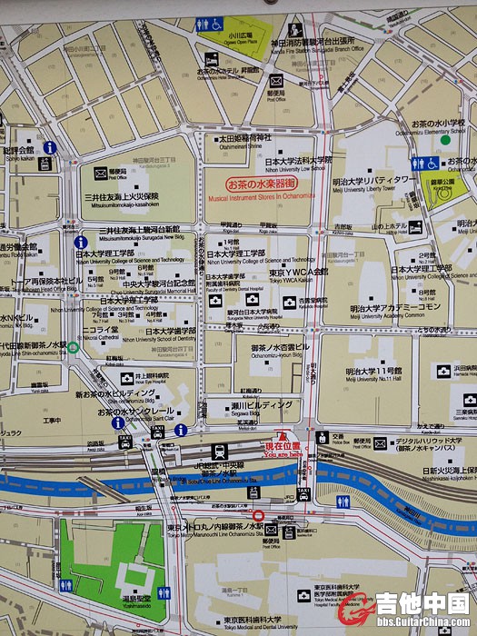 御茶之水地铁站出来的地图标识